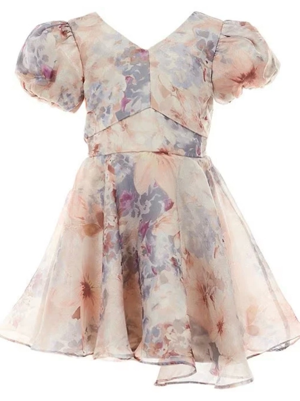 Rare Editions Floral Organza Dress in Pink & Lavender